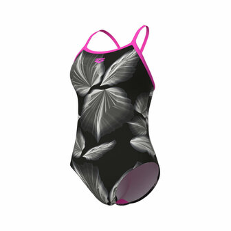 Arena W Frozen Leave Swimsuit Lightdrop Back black-pink 40