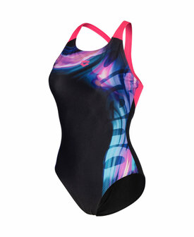 Arena W Dreamline Swimsuit V Back black-shocking pink 46