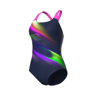 Arena W Diagonals Swimsuit Swim Pro Back navy-shocking pink 40
