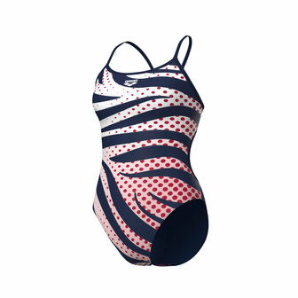 Arena W Multi Stripes Swimsuit Lace Back navy-white-red 42