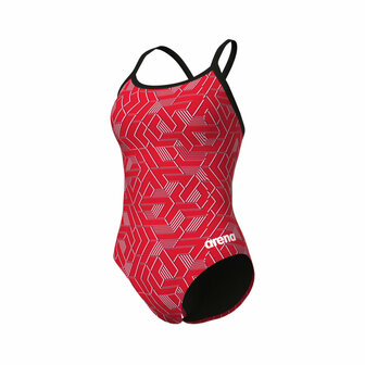 Arena W Escape Swimsuit Lightdrop Back black-team red 40