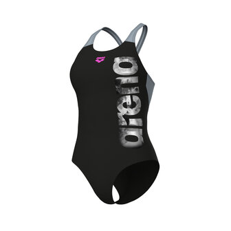 Arena W Airbrush Graphic Swimsuit V Back black-seafom 42