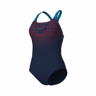 Arena W Foggy Dots Swimsuit Swim Pro Back navy-blue cosmo 42