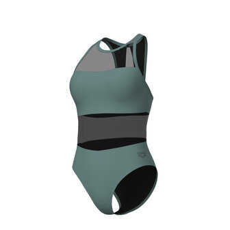 Arena W Mesh Panels Swimsuit Vent Back sage 38