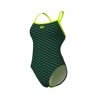 Arena W Monogram Swimsuit Challenge Back dark sage-articlime 42