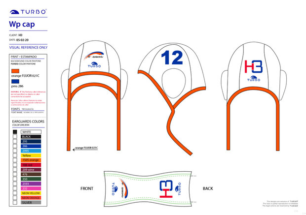 Special Made H3 Turbo Waterpolo cap Professional set 26 (Levertijd 4 tot 8 weken)