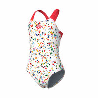 Arena G Confetti Swimsuit Swim Pro Back white-bright coral 12-13